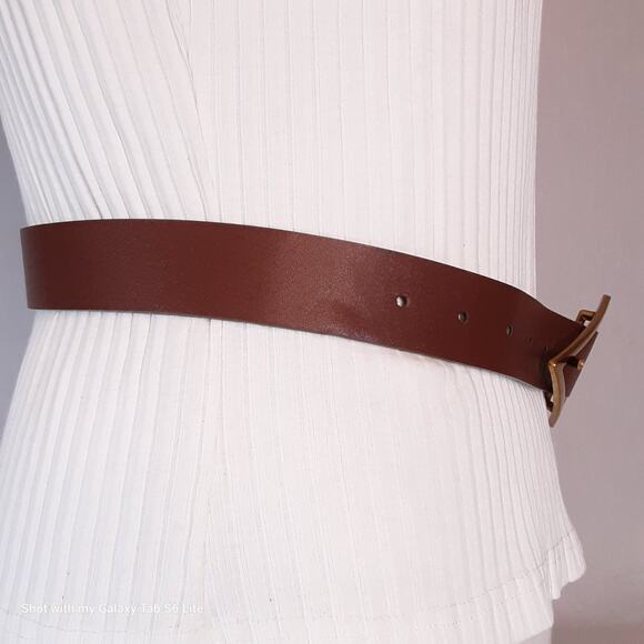 Womens Fashion Belt with Triangle Buckle Small Waist Wide Coffee Brown Strap" - Picture 2 of 10